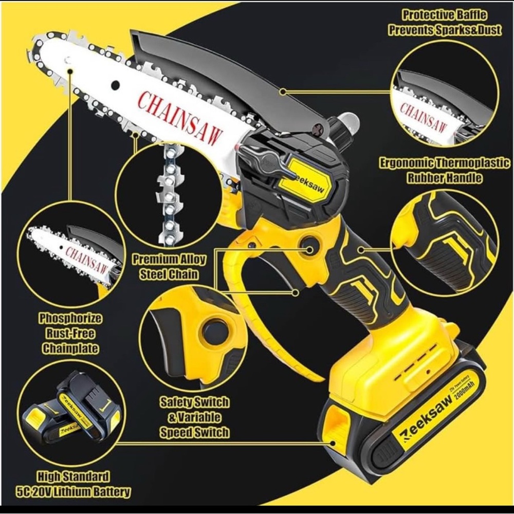 4 inch Mini Chainsaw Cordless with Oiler and battery